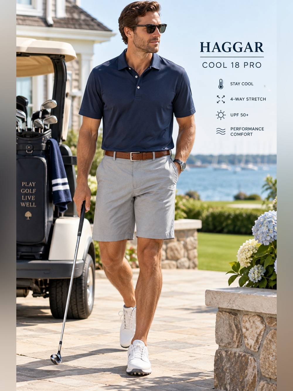 Haggar Cool 18 Pro Men’s 38 Gray Stretch Performance Golf Shorts